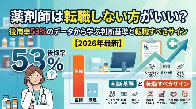 薬剤師は転職しない方がいい？後悔率53%のデータから学ぶ判断基準と転職すべきサイン【2026年最新】